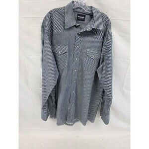 Wrangler Western Grey Striped Pearl Snap Shirt Size 2XT Men’s
